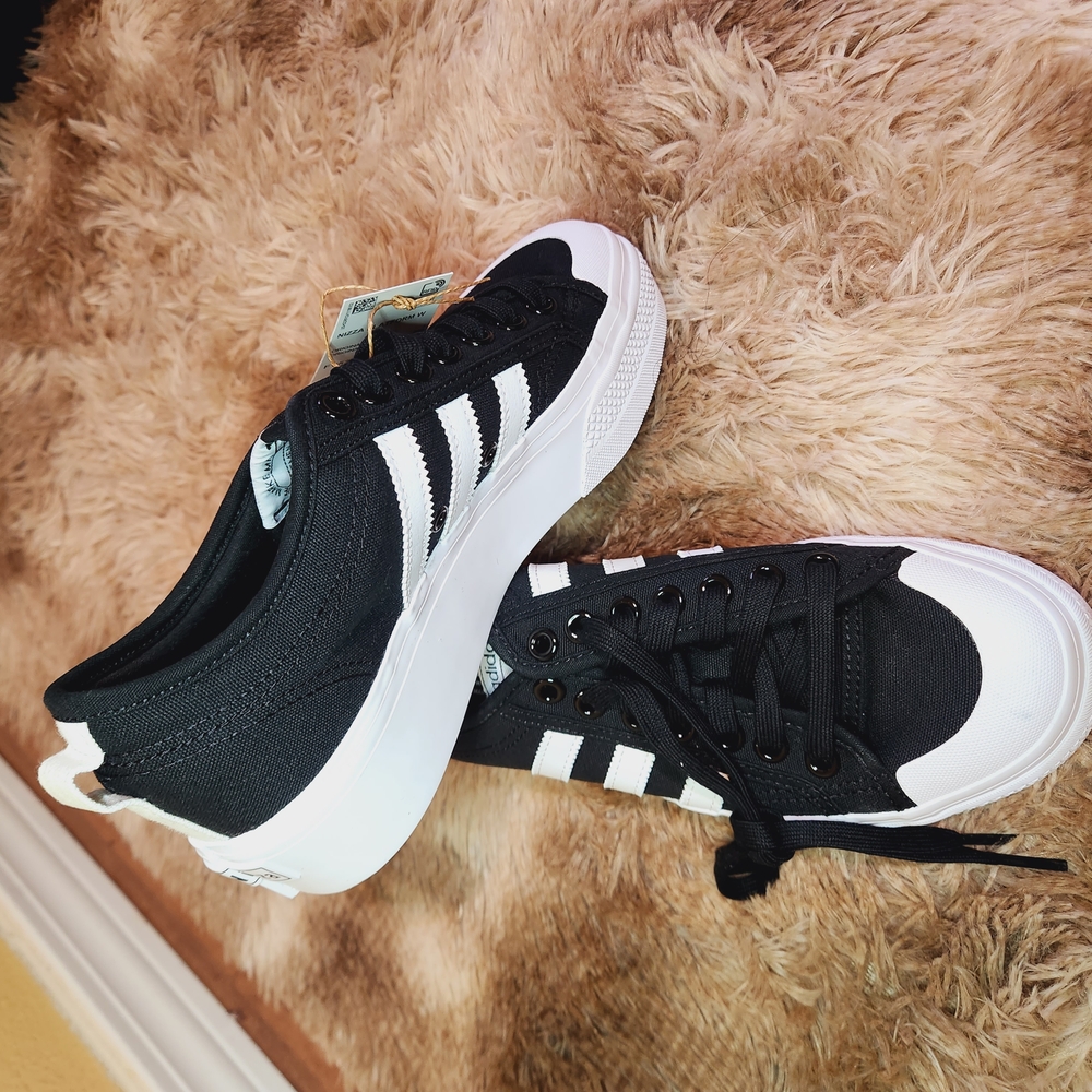 Adidas Gazelle Black and White Platform Sneakers